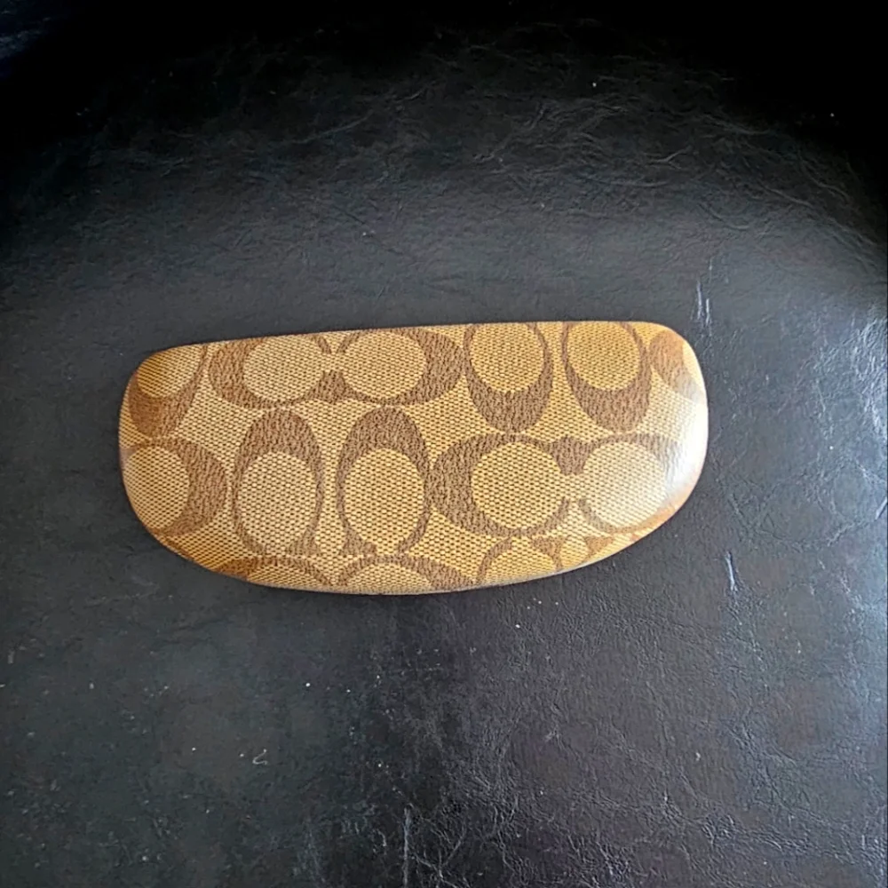 Coach Brown Tan Monogrammed Sunglasses Case With Cleaning Cloth